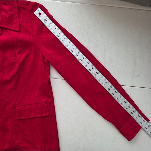 Red Paisley Boho Jacket Colorful Cotton Pockets Buttons Lightweight Collared - Picture 12 of 14